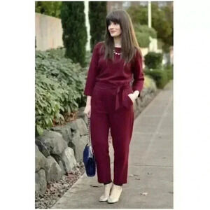 Madewell Sloan Jumpsuit Romper Burgundy Wine Red Pant Suit Womens Size 2